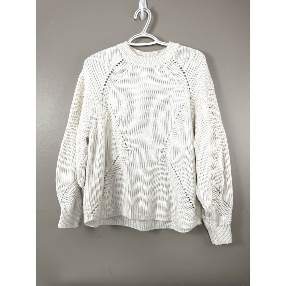 H&M Womens Small Sweater Chunky Knit Crew Neck Pullover Fisherman Cottagecore